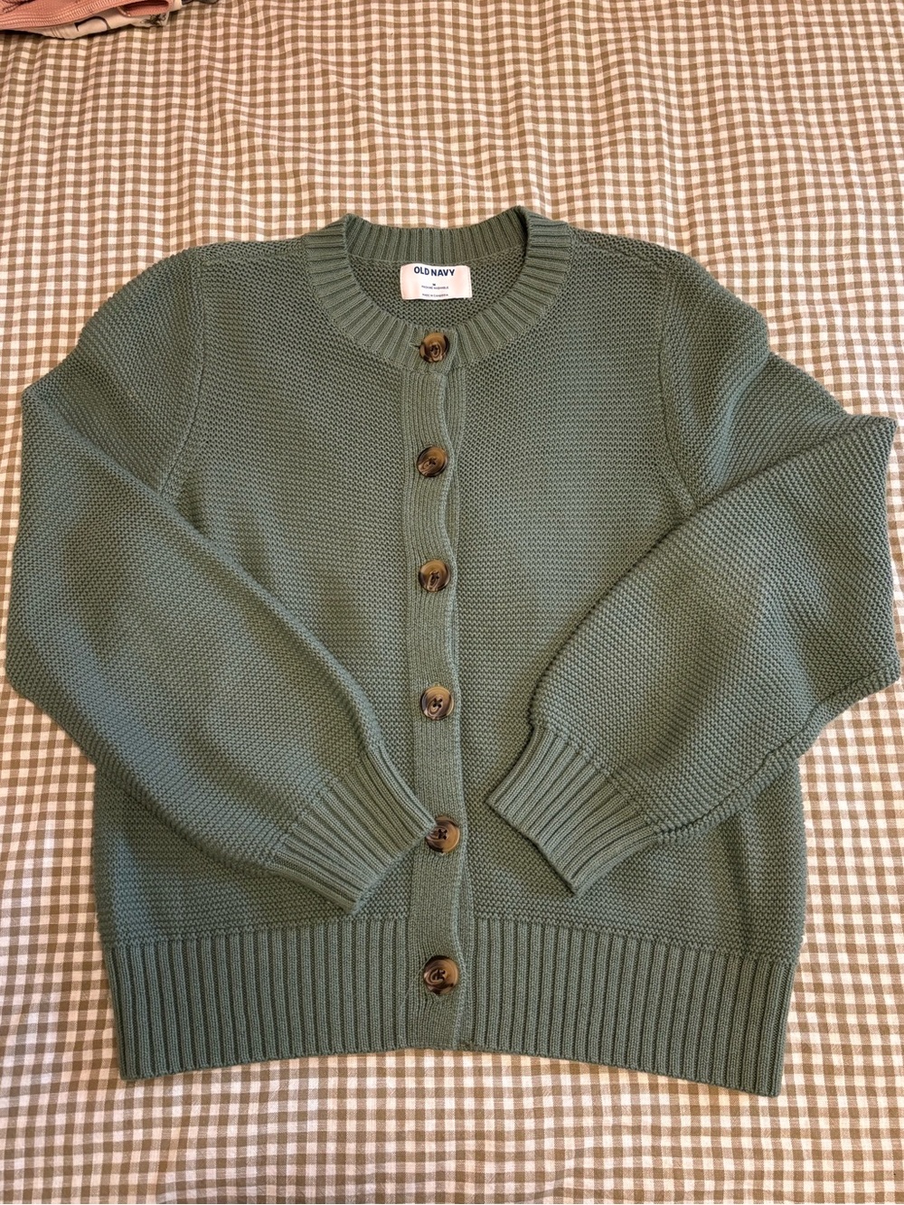 Old Navy Green Cotton Button Down Cardigan